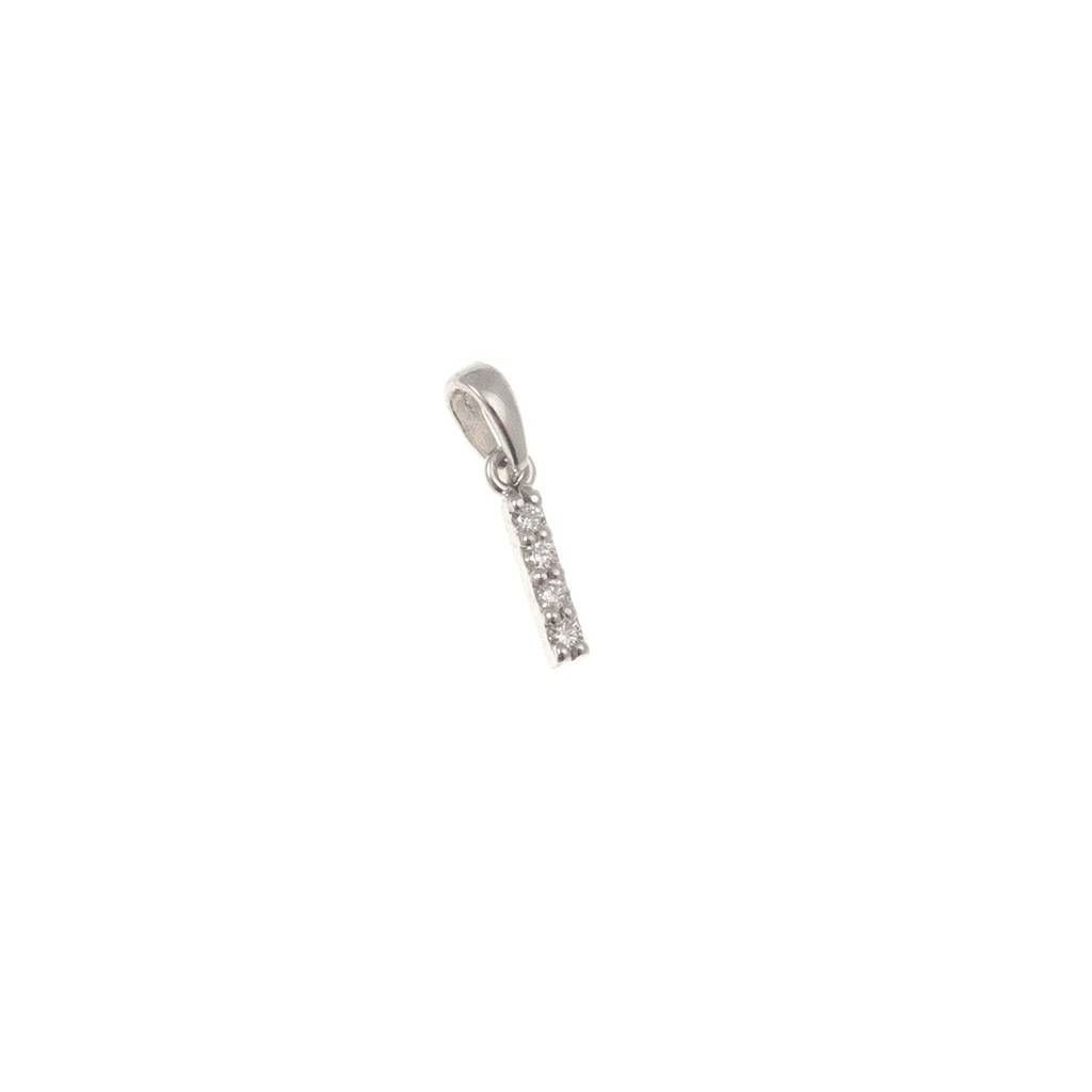 Ciondolo Lettera Iniziale "I" con Diamanti in Oro Bianco 18kt