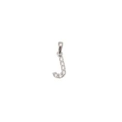 Initial Letter "J" Pendant with Diamonds in 18kt White Gold