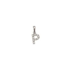 Ciondolo Lettera Iniziale "P" con Diamanti in Oro Bianco 18kt