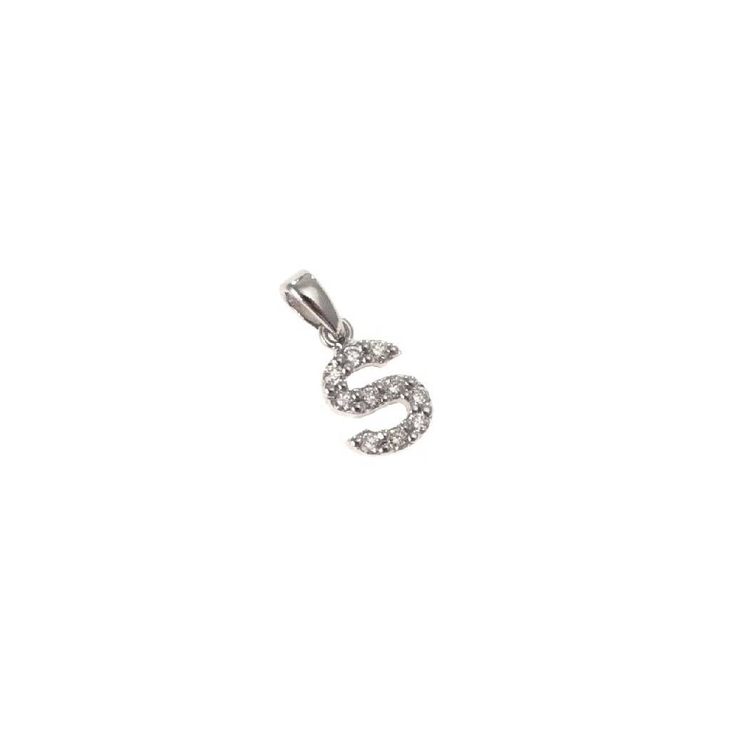 Ciondolo Lettera Iniziale "S" con Diamanti in Oro Bianco 18kt