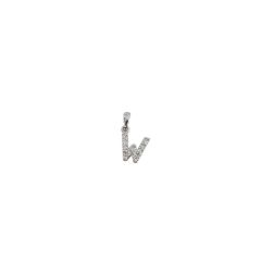 Initial Letter "W" Pendant with Diamonds in 18kt White Gold