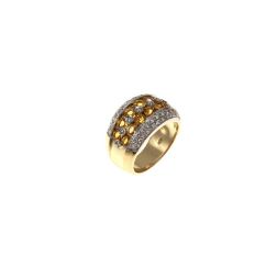 Anello Design a fasce con 14 Zaffiri Gialli e 58 Diamanti