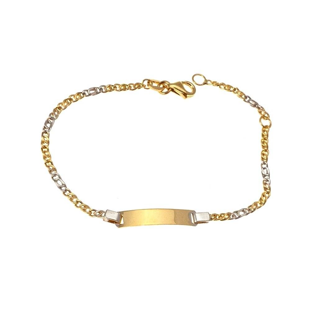 Bicolor Baby 2mm partridge & tigre bracelet with 3.90mm tag