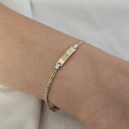 Bracciale Baby Pernice & Tigre 2mm bicolore con Targa 3.90mm foto indossata