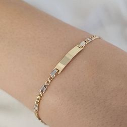 Bracciale Baby 3+1 Grumetta Traversino bicolore con Targa foto indossata