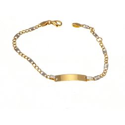 Bracciale Baby 3+1 Grumetta Traversino bicolore con Targa