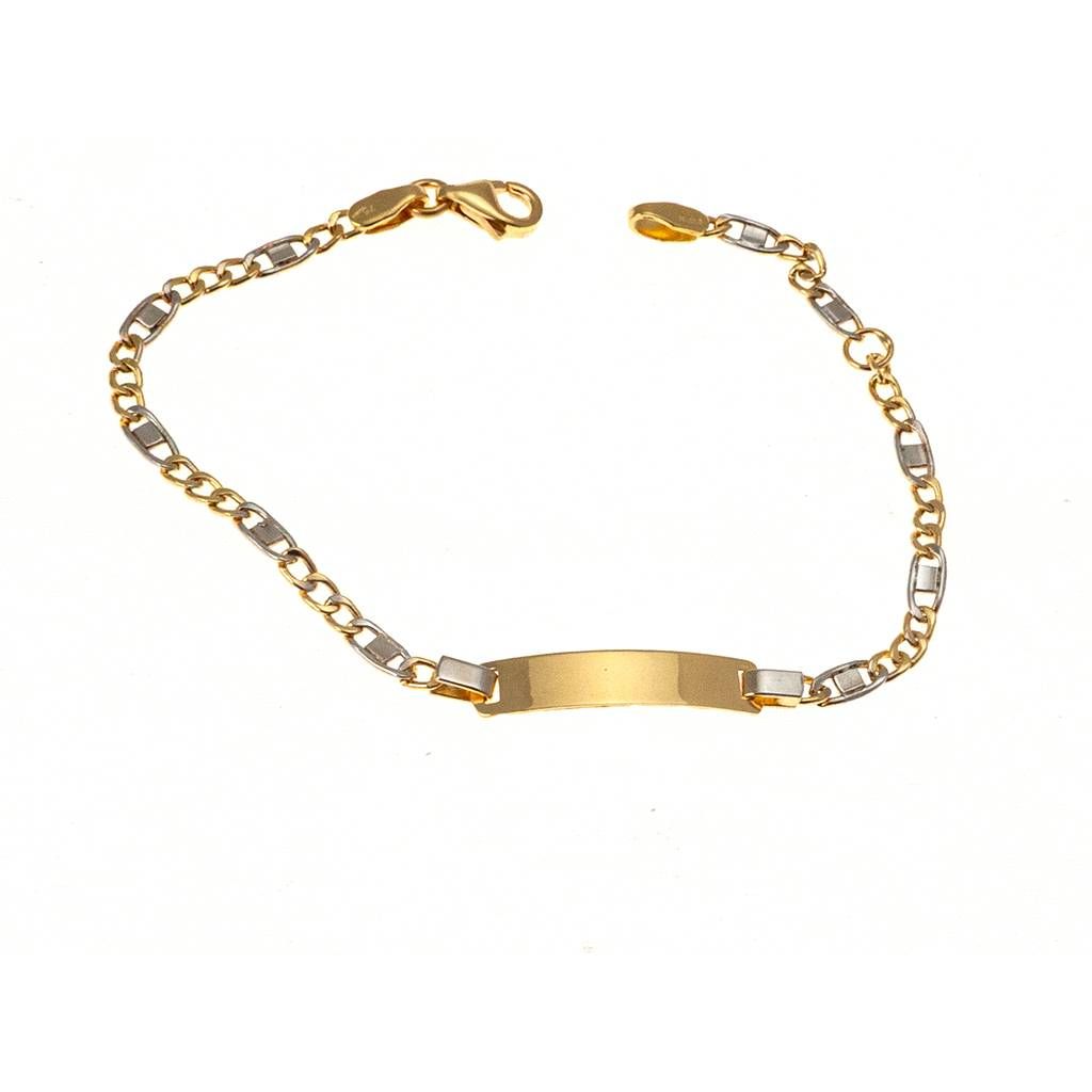 Bracciale Baby 3+1 Grumetta Traversino bicolore con Targa