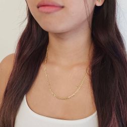 Collana 50cm maglia 1+1 da 3.10mm in Oro Giallo 18kt foto indossata
