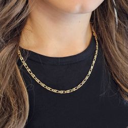 Collana 50cm catena maglia tigre laterale 3.80mm indossata