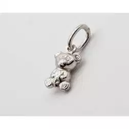 Teddy Bear white gold charm