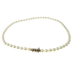 Collana Perle Akoya chiusura a spirale con Diamanti Neri