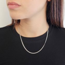 Photo of worn Platinum Cuban Link necklace 45cm x 2.90mm