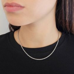 photo of worn Platinum Rope Link necklace 40cm x 2.30mm