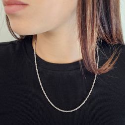 Collana Corda 50cm x 2.30mm - Platino indossata