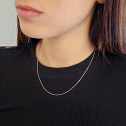 Photo of worn Platinum Forzatina chain necklace 45cm x 1.10mm