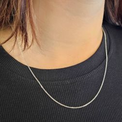Photo of worn Platinum squared ear of corn chain necklace 45cm x 1.20mm
