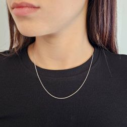 Collana Spiga tonda sfaccettata 45cm x 1.10mm - Platino indossata