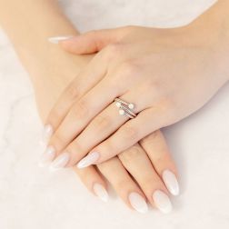 Anello Contrariè tre fili Trilogy 0,498ct - Platino - Misura 12 foto indossata