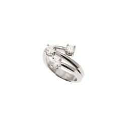 Anello Contrariè tre fili Trilogy 0,95ct Diamanti Certificati GIA - Platino - Misura 14