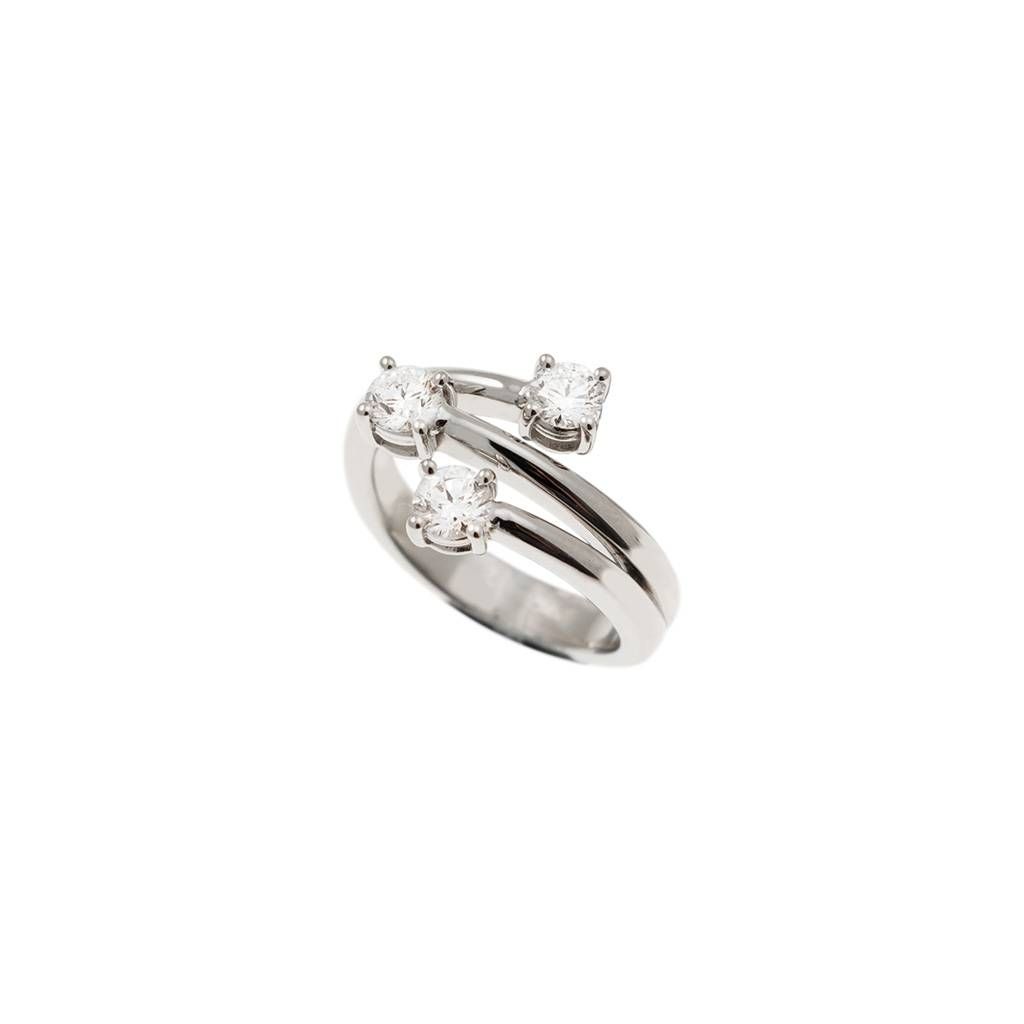 Anello Contrariè tre fili Trilogy 0,95ct Diamanti Certificati GIA - Platino - Misura 14