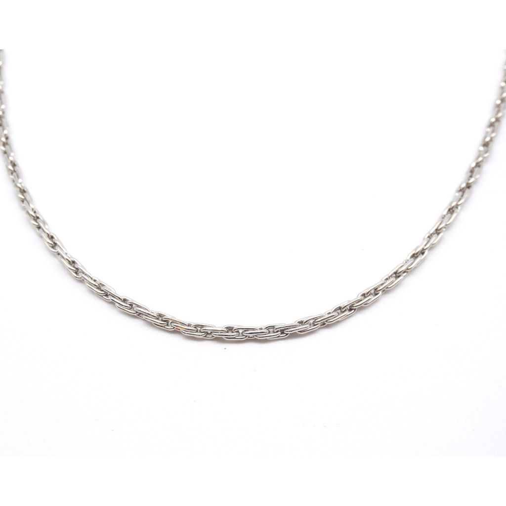 60cm Semi-rigid Tubular Chain Necklace in White Gold