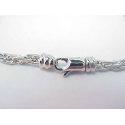 Collana 60cm a catena tubolare tipo spago semirigida Oro Bianco