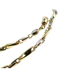 Collana 60cm Tubolare alternati Oro Giallo e Bianco