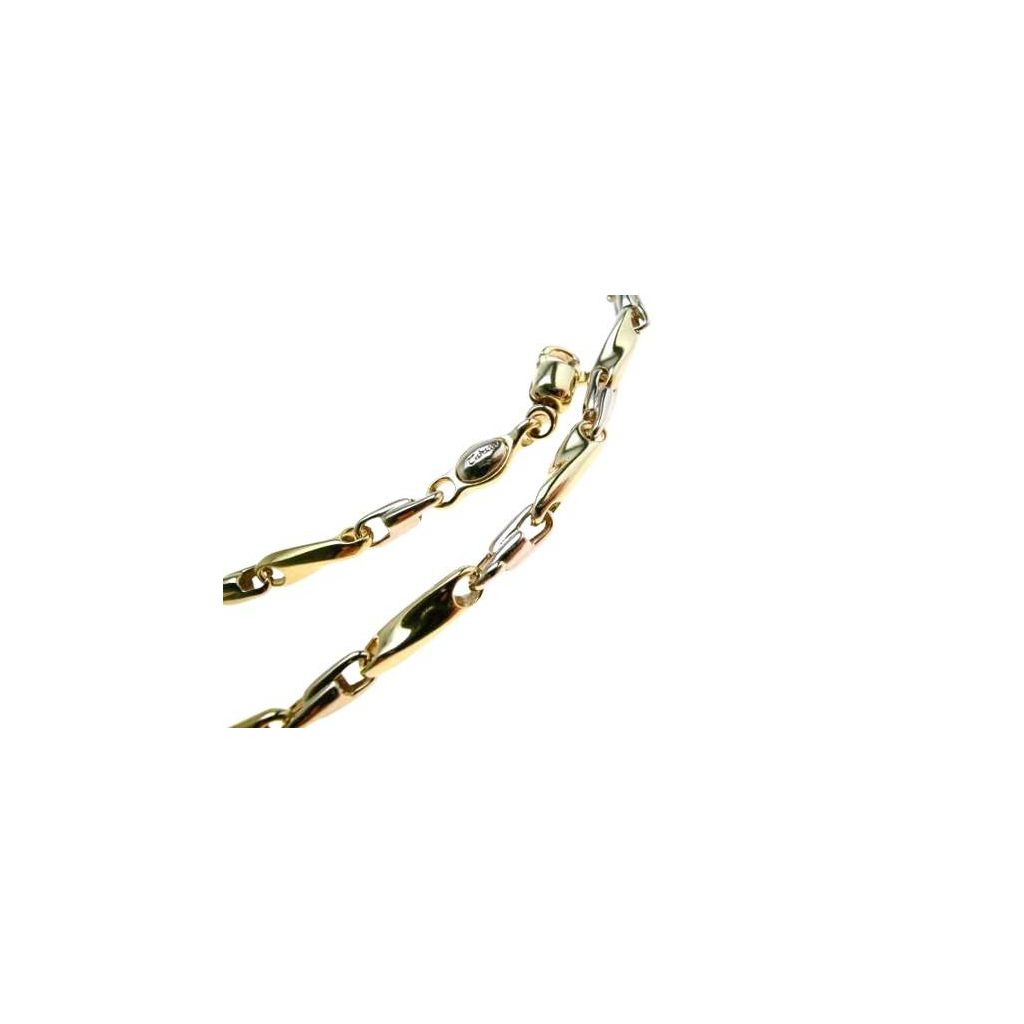 Collana 45cm Tubolare alternati Oro Giallo e Bianco