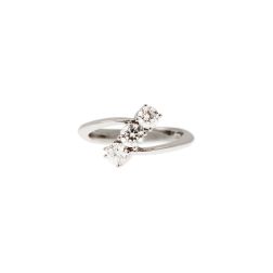 Anello Trilogy Obliquo da 0,82ct Diamanti Certificati GIA - Platino