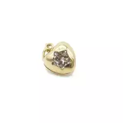 Ciondolo cuore oro giallo e stella zircone