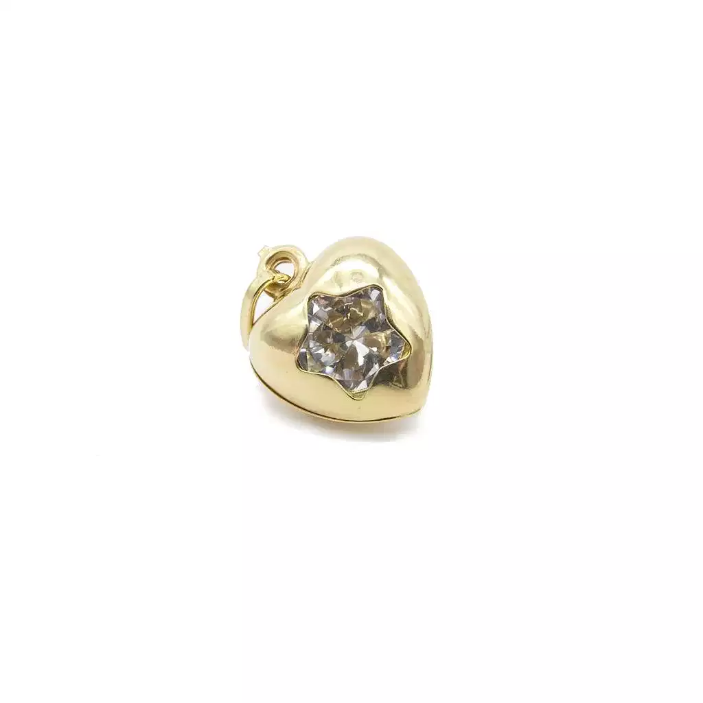 Ciondolo cuore oro giallo e stella zircone