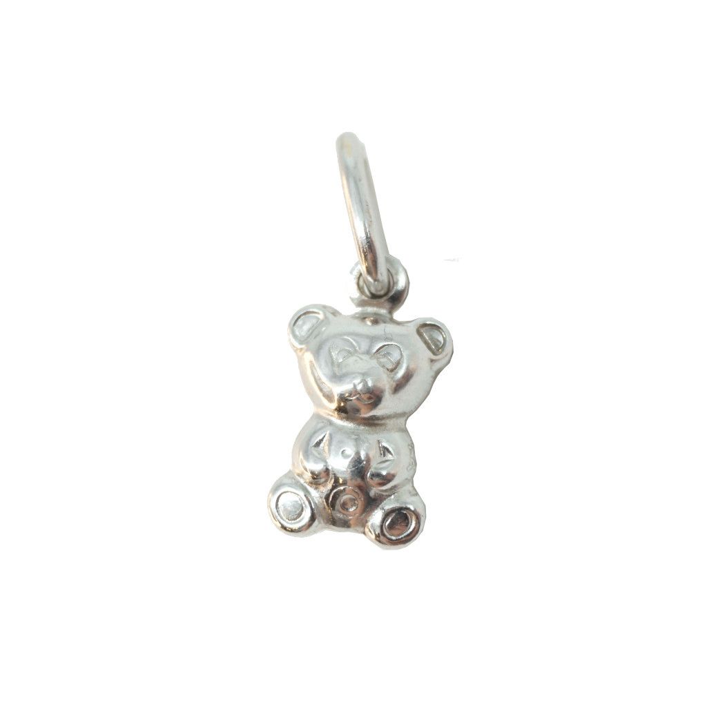 Teddy Bear white gold charm