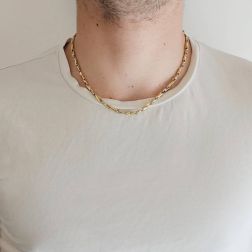 Collana 45cm Tubolare alternati Oro Giallo e Bianco indossato