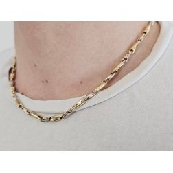 Collana 45cm Tubolare alternati Oro Giallo e Bianco indossato