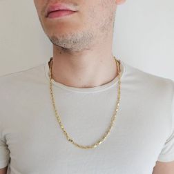Photo of worn 61cm Trapezoid Grains Necklace Yellow Gold