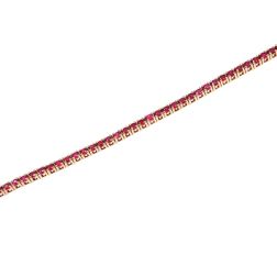 Bracciale Tennis 70 Rubini in Oro Rosa 16cm x 2,1mm