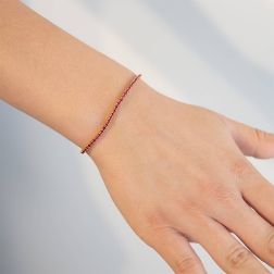 Bracciale Tennis 70 Rubini in Oro Rosa 16cm x 2,1mm foto indossata