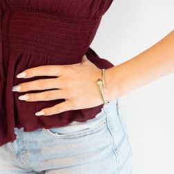 Bracciale Rigido Serpente con zirconi verdi foto indossata