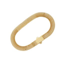 Bracciale catena morbida maglia piatta oro giallo con chiusura a targa