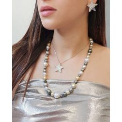 Photo of worn Irregular Australian and Tahitian Pearls Necklace
