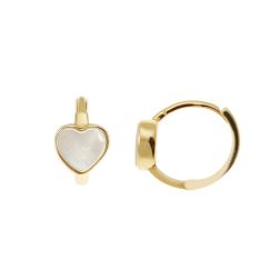 Boccole a lobo Tonde piccole con Cuore Madreperla su Oro Giallo