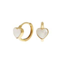 Boccole a lobo Tonde piccole con Cuore Madreperla su Oro Giallo