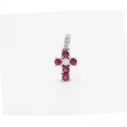 Ciondolo Croce con Rubini - Larghezza 8.3mm