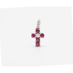 Cross with Rubies - Width 8.3mm