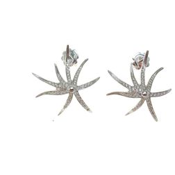 Starfish Earrings with Diamonds in White Gold