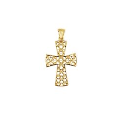 Croce traforata diamantata oro giallo