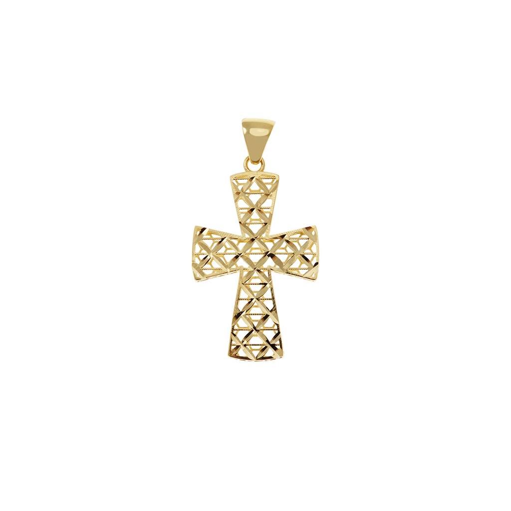 Croce traforata diamantata oro giallo