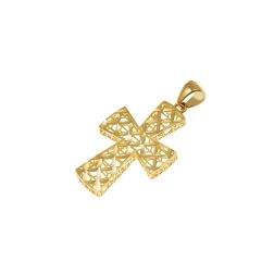Croce traforata diamantata oro giallo