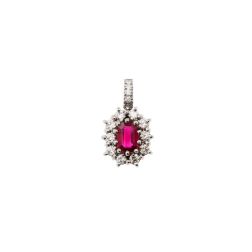 Ciondolo Kate Rubino Ottagonale 6x4mm contorno 10 Diamanti
