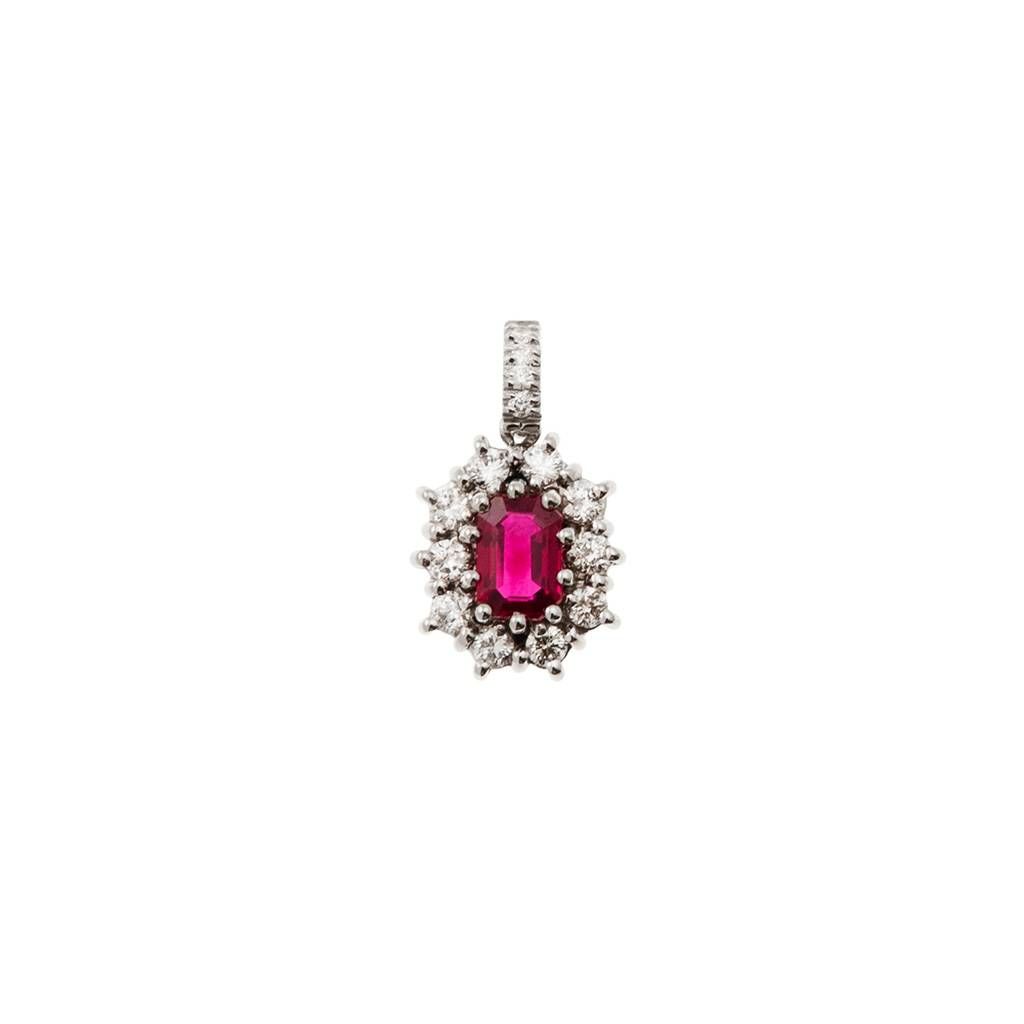 Ciondolo Kate Rubino Ottagonale 6x4mm contorno 10 Diamanti